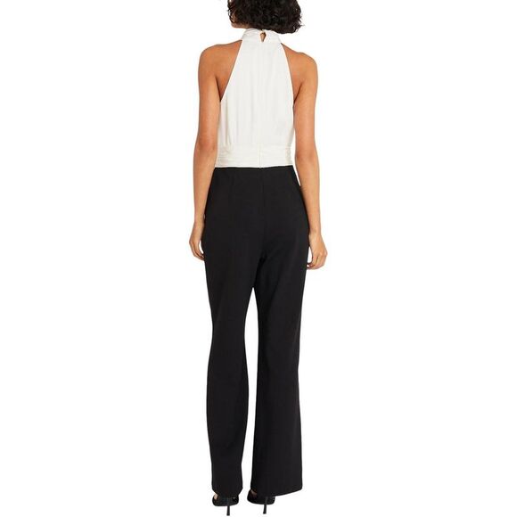 Maggy London Womens Black-Ivory Embellished Wide Legs Halter Jumpsuit NWT - Picture 2 of 2